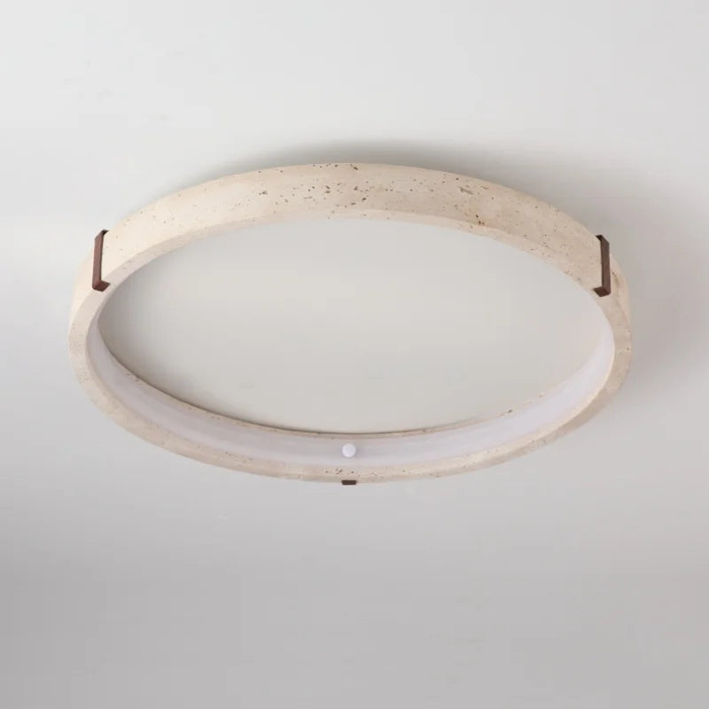 Afralia™ Wabi Sabi LED Ceiling Lamp Yellow Travertine Stone Hanging Lights