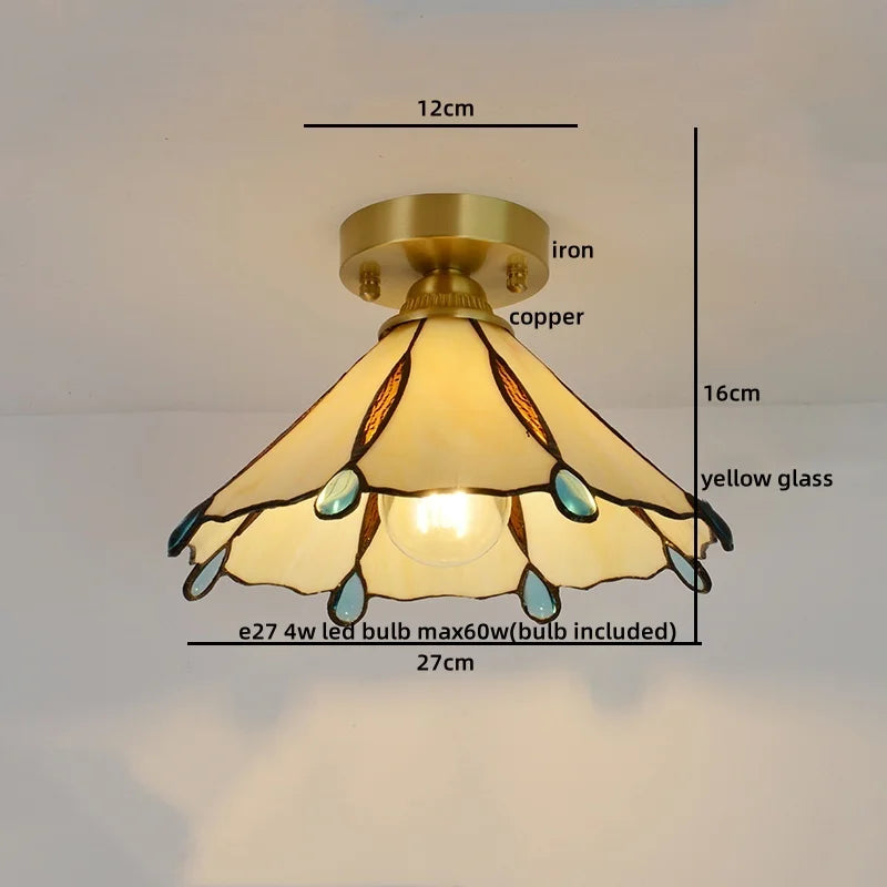 Afralia™ Glass Copper LED Ceiling Light - Nordic Home Lighting Fixture