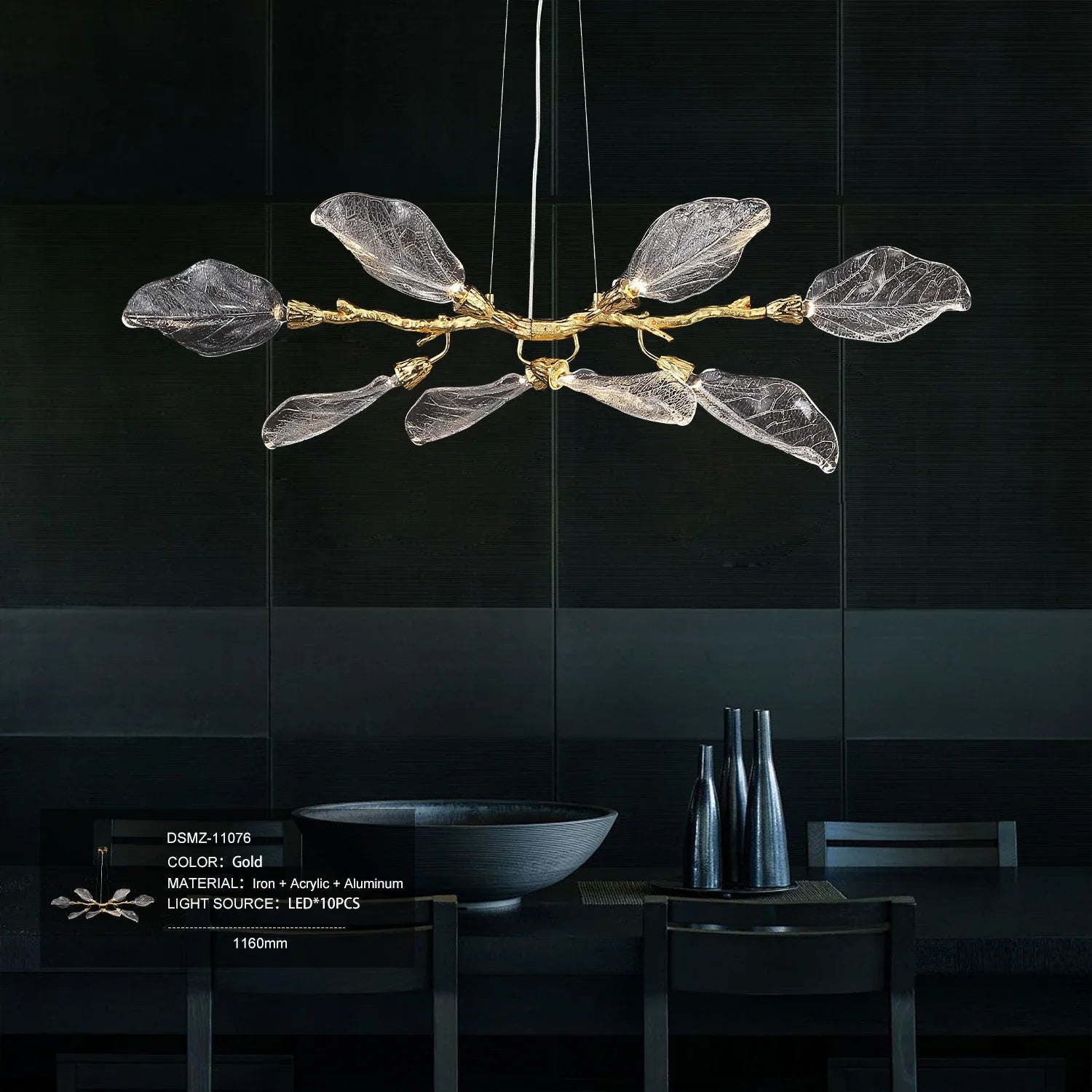Afralia™ Leaf Design Clear Glass Pendant Light, Luxury Ceiling Lamp