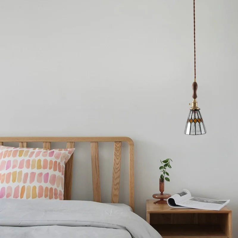Afralia™ Glass LED Pendant Lamp Japanese Vintage Style for Home and Bar