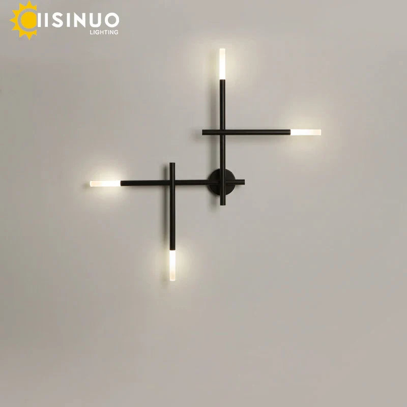 Afralia™ Nordic Black LED Wall Lamp: Multi Arms Bedside & Living Room Indoor Lighting