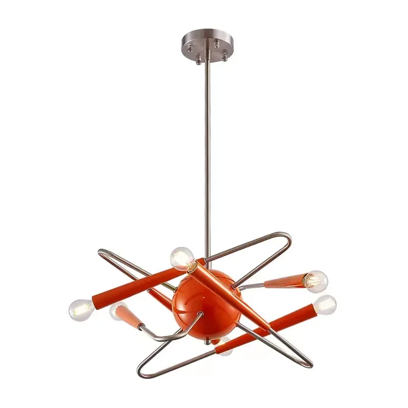 Afralia™ Orange Sputnik Chandelier: Mid Century LED Lighting for Villa, Dining Room, Bedroom