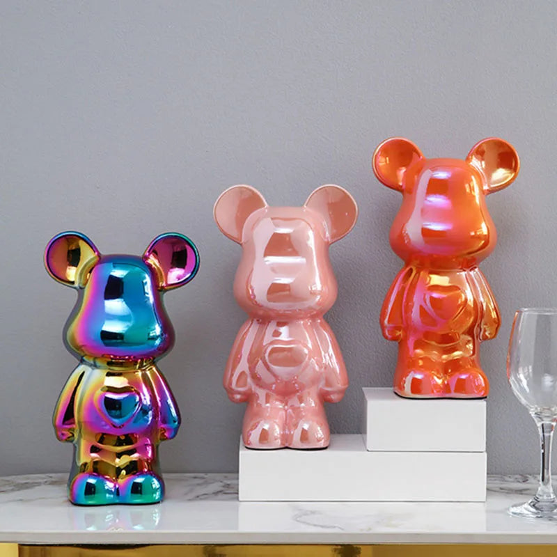 Afralia™ Luxury Violence Bear Figurines - Colorful Electroplated Teddy Bear Ornaments