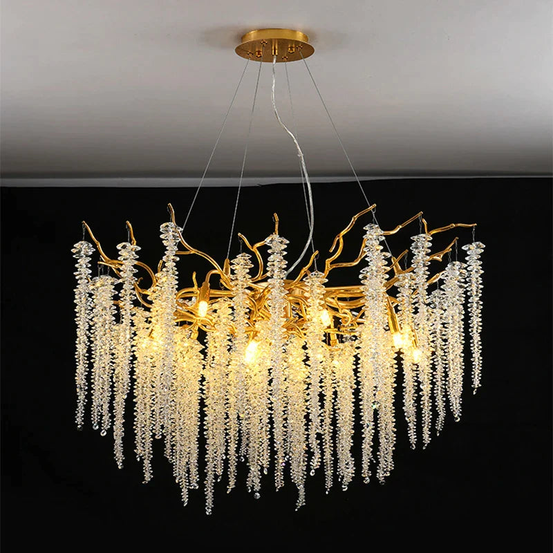 Afralia™ Crystal Tassel LED Chandeliers for Luxury Home Decor