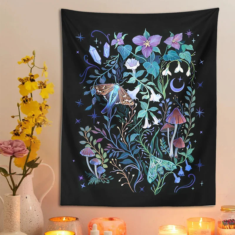 Afralia™ Psychedelic Mushroom Flower Wall Tapestry Forest Tapestries for Home Decor