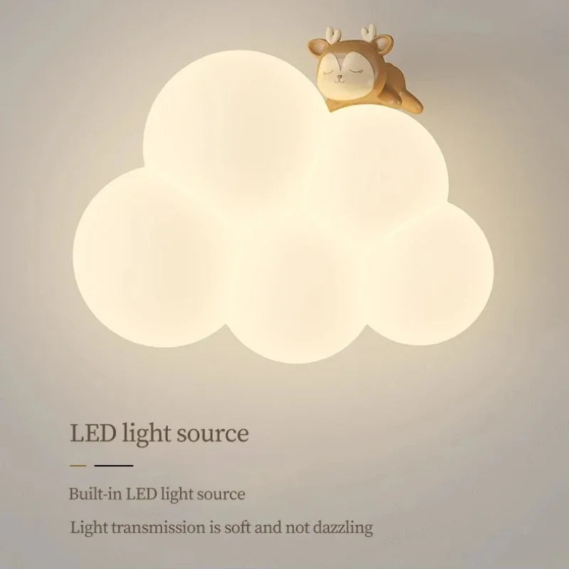Afralia™ Kids Room LED Animal Wall Lamps - Monkey Rabbit Cloud Design