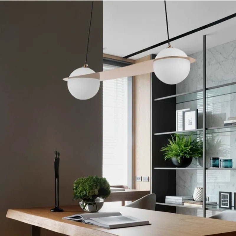 Afralia™ Glass Ball Geometric Chandelier: Modern Nordic Kitchen Office Hanging Lamp