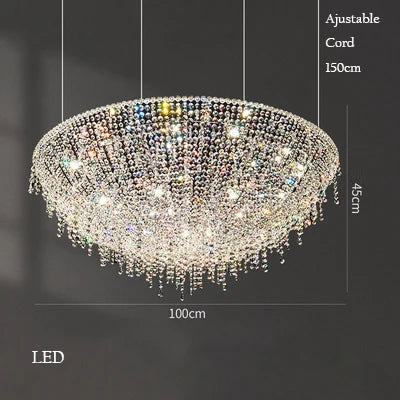Afralia™ Luxury Crystal Chandelier Pendant Light Fixture for Elegant Living Room Lighting