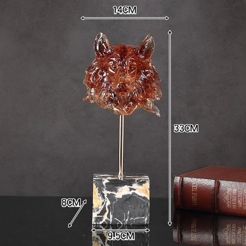 Afralia™ Wolf Head Ornament: Resin Animal Sculpture for Home Decor
