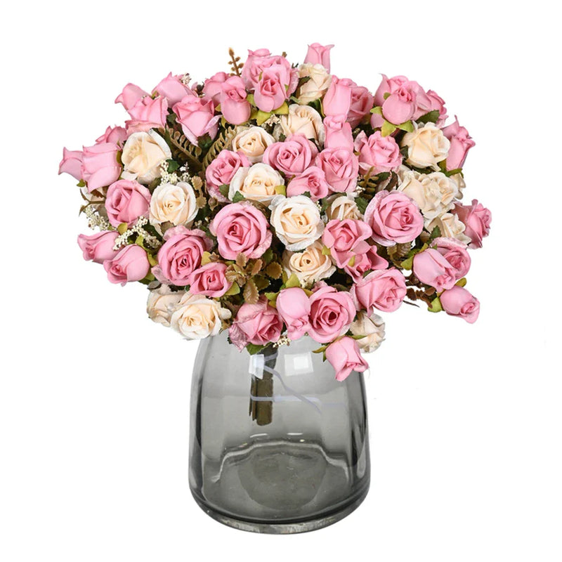 Afralia™ Silk Rose Bouquet for Wedding, Home Decor, Christmas - 15 Heads Artificial Flowers