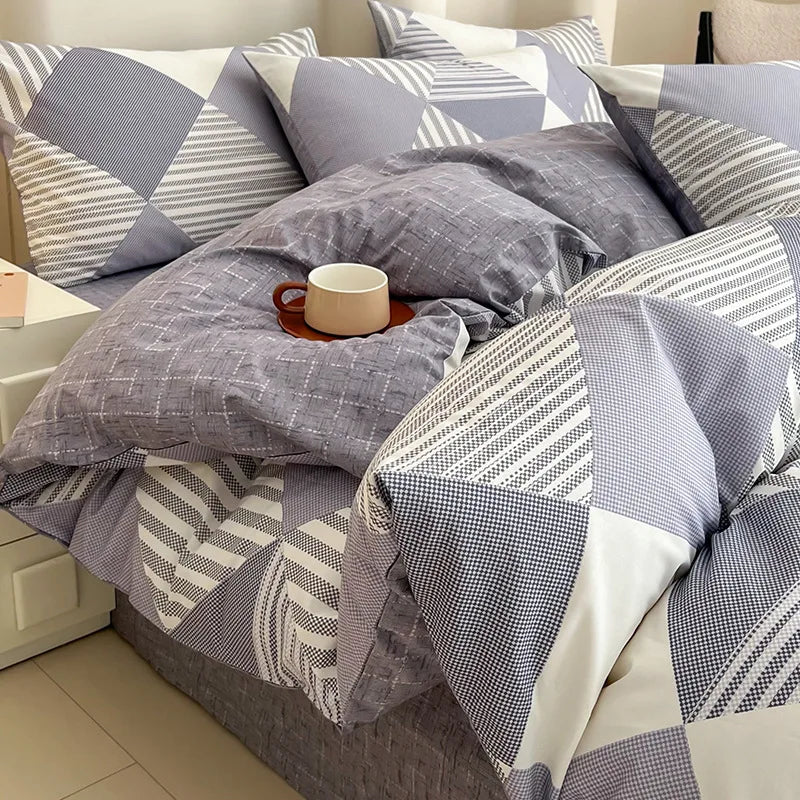 Afralia™ Geometric Print 100% Cotton Bedding Set for All Seasons