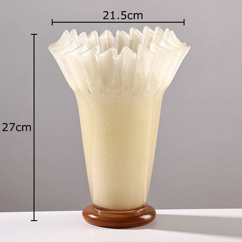 Afralia™ Lotus Leaf Edge Glass Vase: Table Flower Arrangement Room Decor Aesthetic