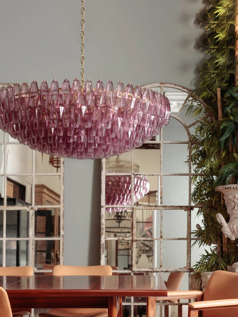 Afralia™ Purple Glass Chandelier Vintage Designer Hanging Lamp