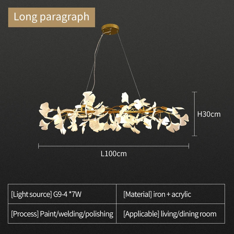 Afralia™ Nordic Ceramic LED Chandelier: Elegant Ginkgo Leaf Lamp for Modern Living & Dining Rooms