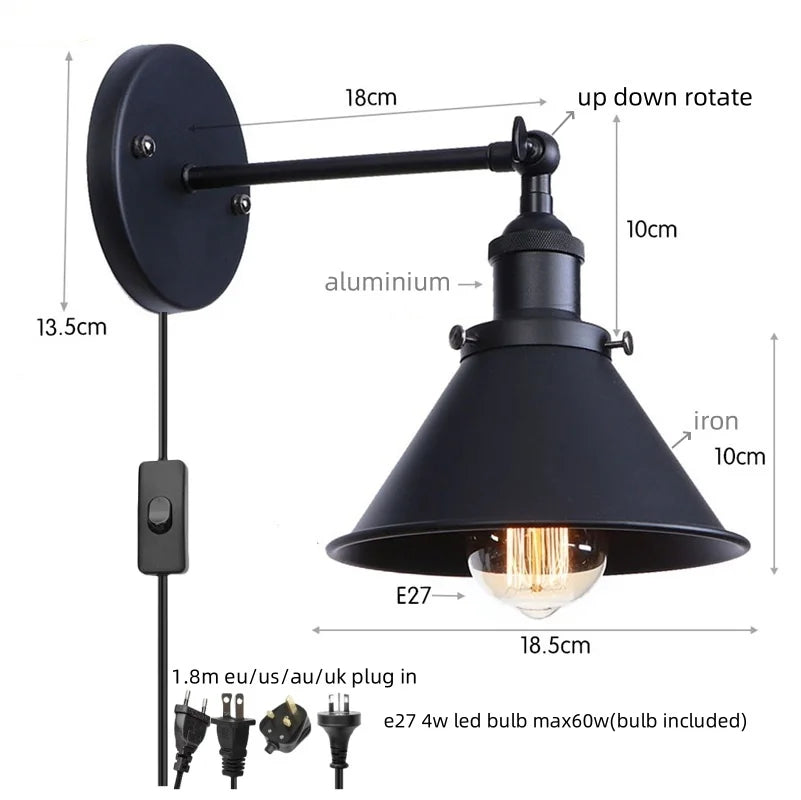 Afralia™ Pink Retro LED Wall Light Fixture - Industrial Vintage Ambient Luminaire