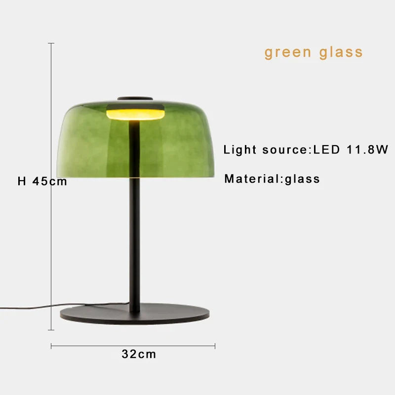 Afralia™ Glass Mushroom Table Lamp Luxury Minimalist Desk Light Nightstand Decor