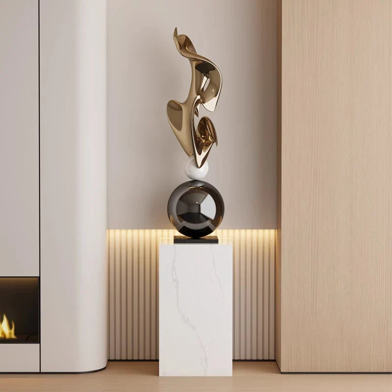 Afralia™ Geometric Electroplating Art Sculpture for Modern Luxury Home Decor