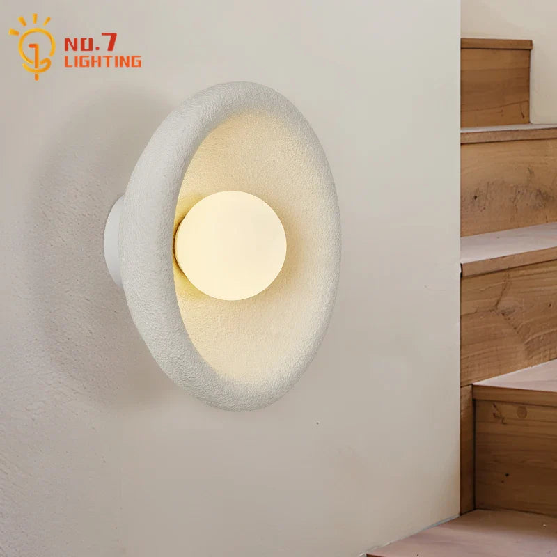 Afralia™ Wabi-Sabi Designer Wall Light LED Warm Atmosphere Resin Living Room Bedroom