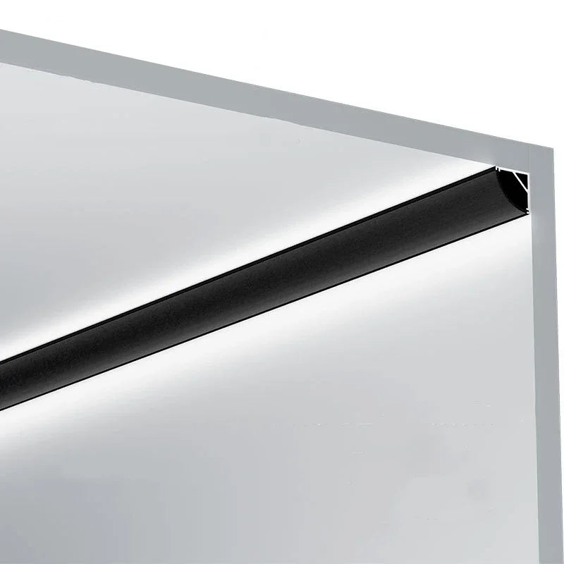 Afralia™ Black V LED Aluminum Profile with Milky Cover for Strip Light in Corner Cabinets