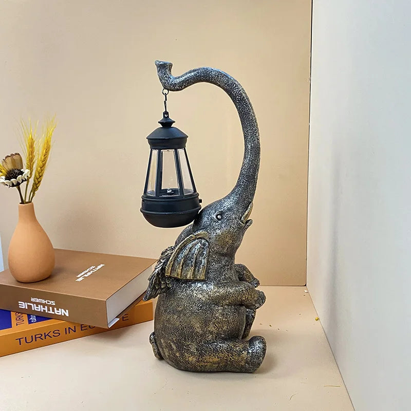 Afralia™ Solar Elephant Lawn Lamp - Resin Craft Animal Lantern for Outdoor Garden Decor