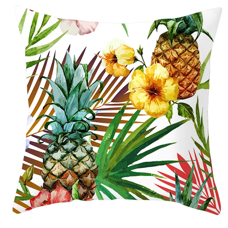 Tropical Leaves Decorative Pillow Cover by Afralia™