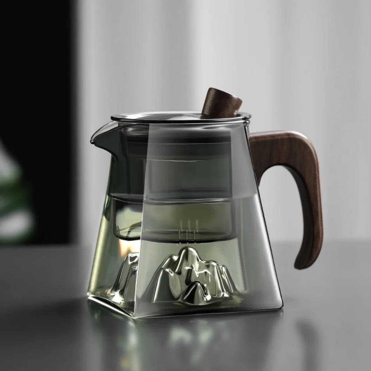 Afralia Glass Tea Pot with Infuser Herbal Flower Tea Kettle Clear Square Filter