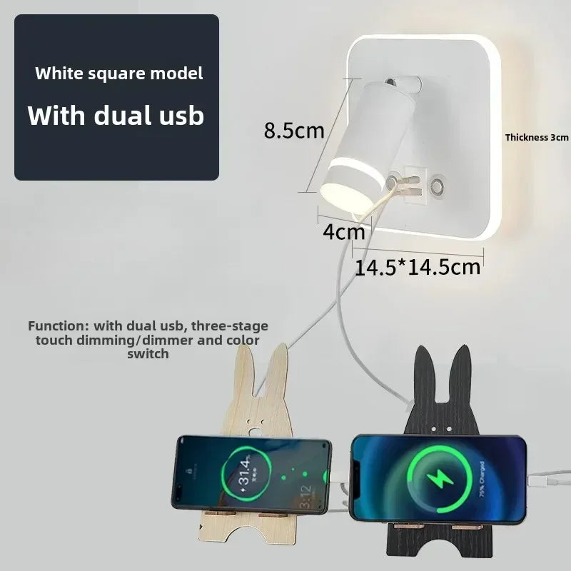 Afralia™ LED USB Reading Wall Lamp with Dimmable Metal Body and Acrylic Shade