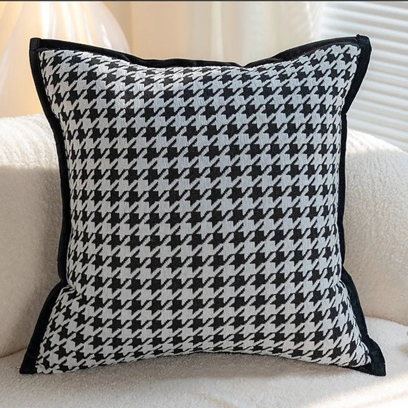 Afralia™ Houndstooth Jacquard Pillowcase 45X45CM – Nordic Simple Decorative Throw Pillow Cover