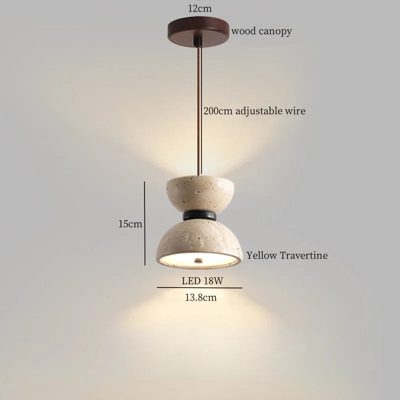 Afralia™ Yellow Travertine LED Hanging Pendant Light for Home Decor Bedroom Dining Living Room