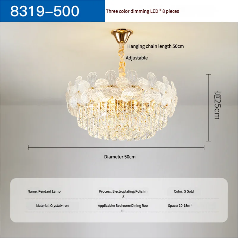 Afralia™ French Flower Crystal Chandelier: Elegant Living Room Ceiling Lamp