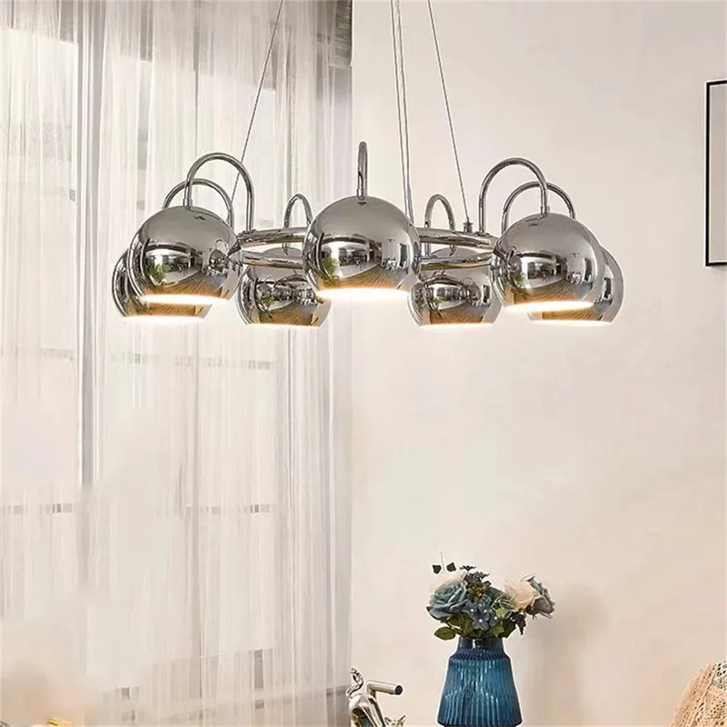 Afralia™ Chrome Pendant Lamps Iron Lighting Chandelier for Living Room, Dining, Bedroom