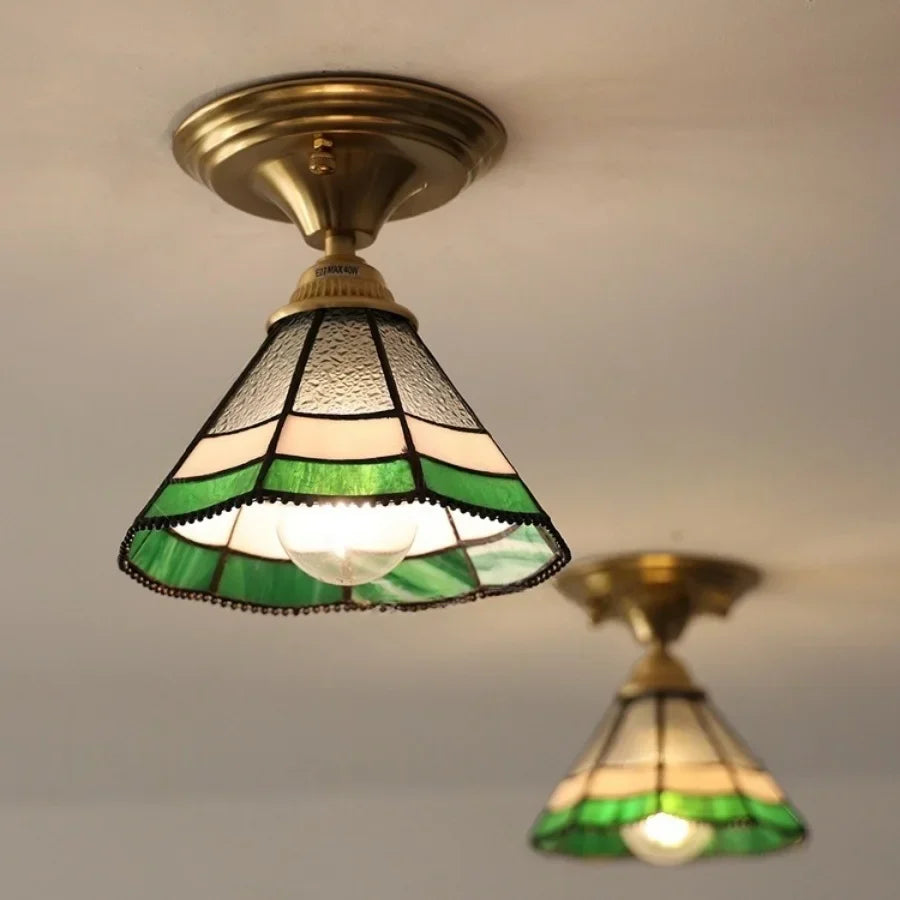 Afralia™ Glass LED Ceiling Lamp Modern Copper Socket Ceiling Lights