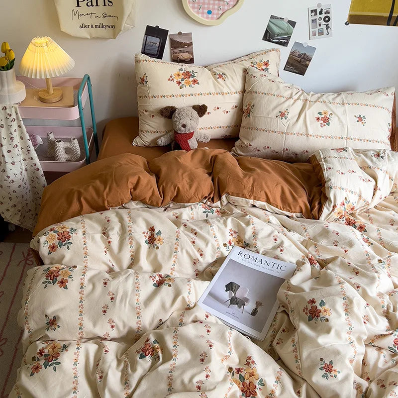 Afralia™ Korean Floral Print Single Duvet Cover: Sweet Comfort, All Seasons, Skin-Friendly