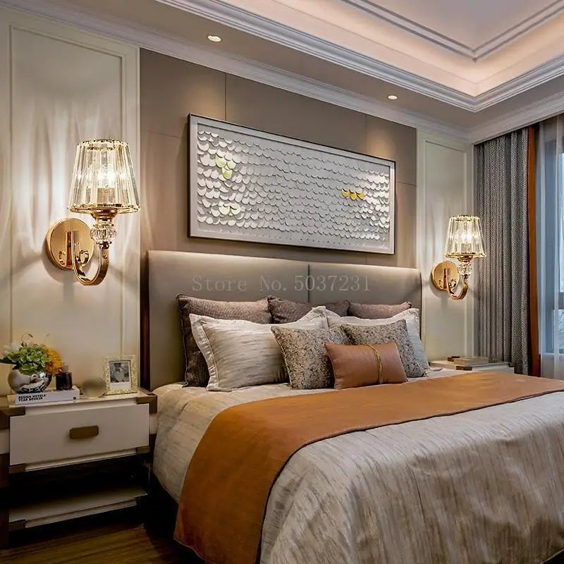 Afralia™ Crystal Glass Wall Lamp for Bedroom Living Room Staircase