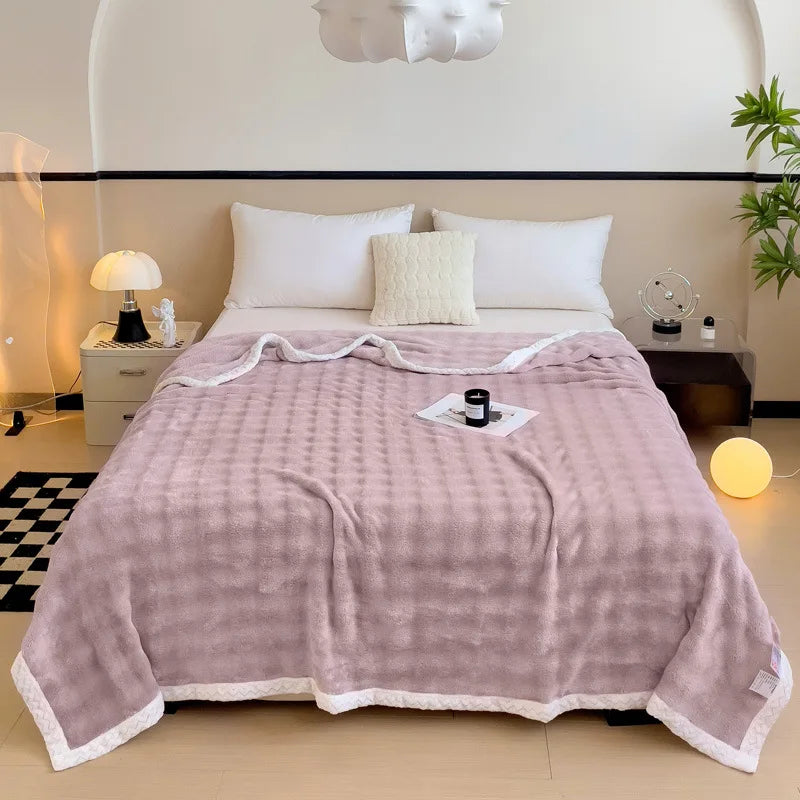 Afralia™ Imitation Rabbit Velvet Warm Blanket: Soft Fluffy Coral Fleece Lap Sofa Throw Blanket