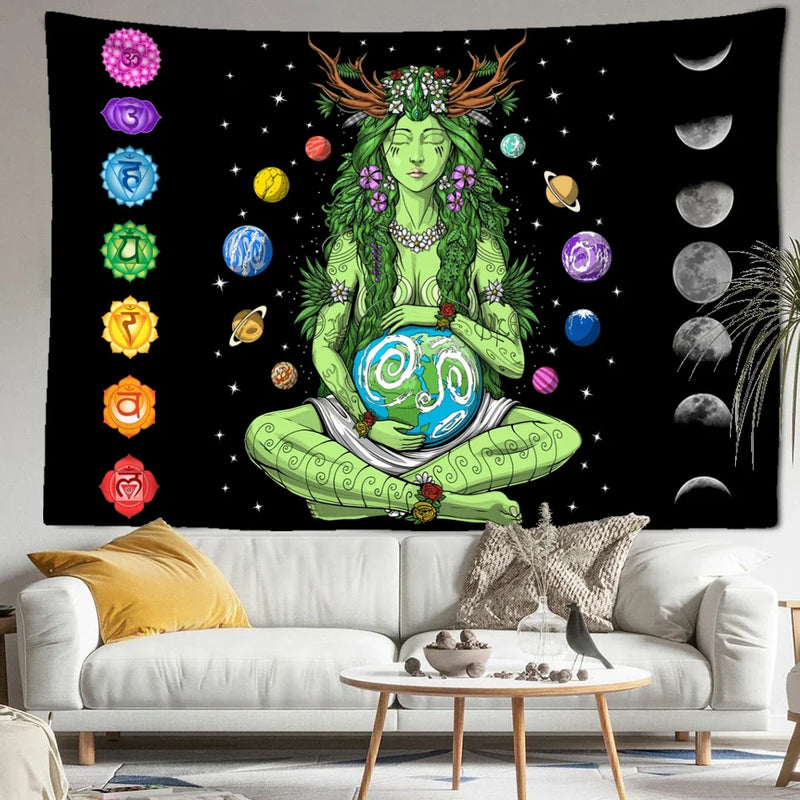 Afralia™ Seven Chakra Psychedelic Witchcraft Tapestry for Home Decor