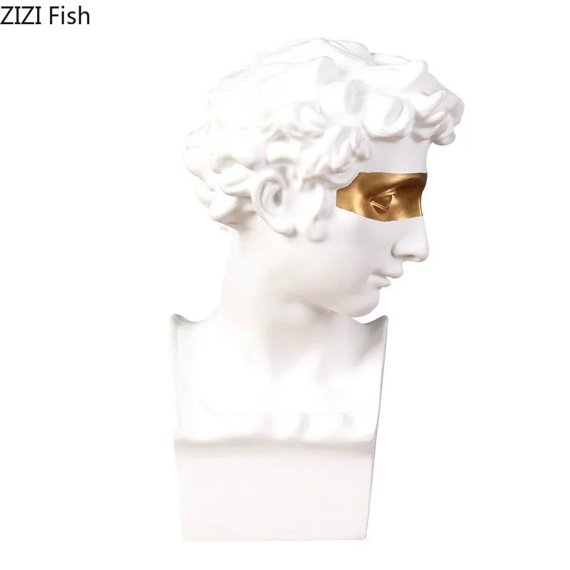 Afralia™ Gold David Statue Resin Sculpture Artwork Ornament for Living Room
