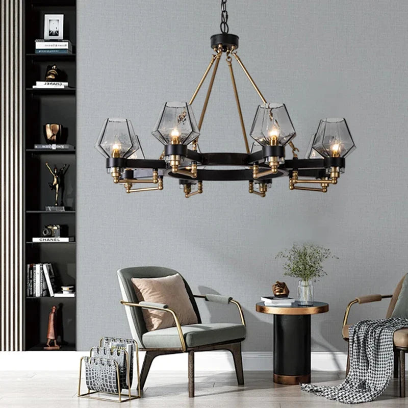 Afralia™ Luxe Glass Chandelier: Modern Retro Living Room Pendant Lamp Lighting Fixtures