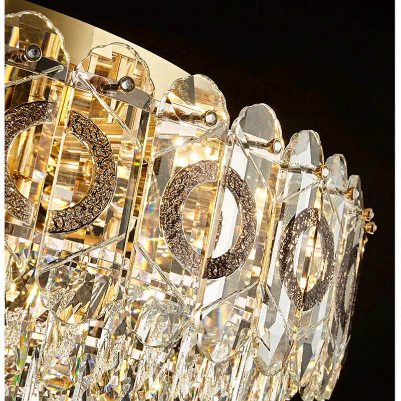 Afralia™ Crystal Ceiling Lamp: Modern Simple Golden Round Light for Living Room, Bedroom, Study