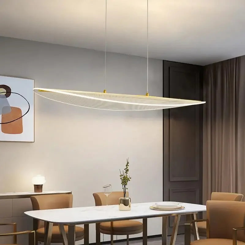 Afralia™ Long Curve LED Chandelier for Living Room Dining Office Decor