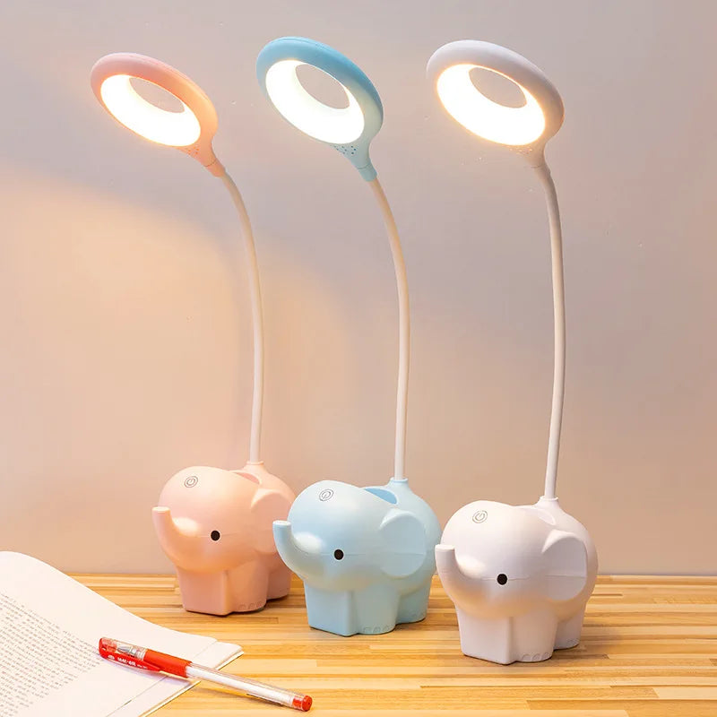 Afralia™ Elephant LED Table Lamp: Three Color Temperature Adjustable Eye Protection Learning Light