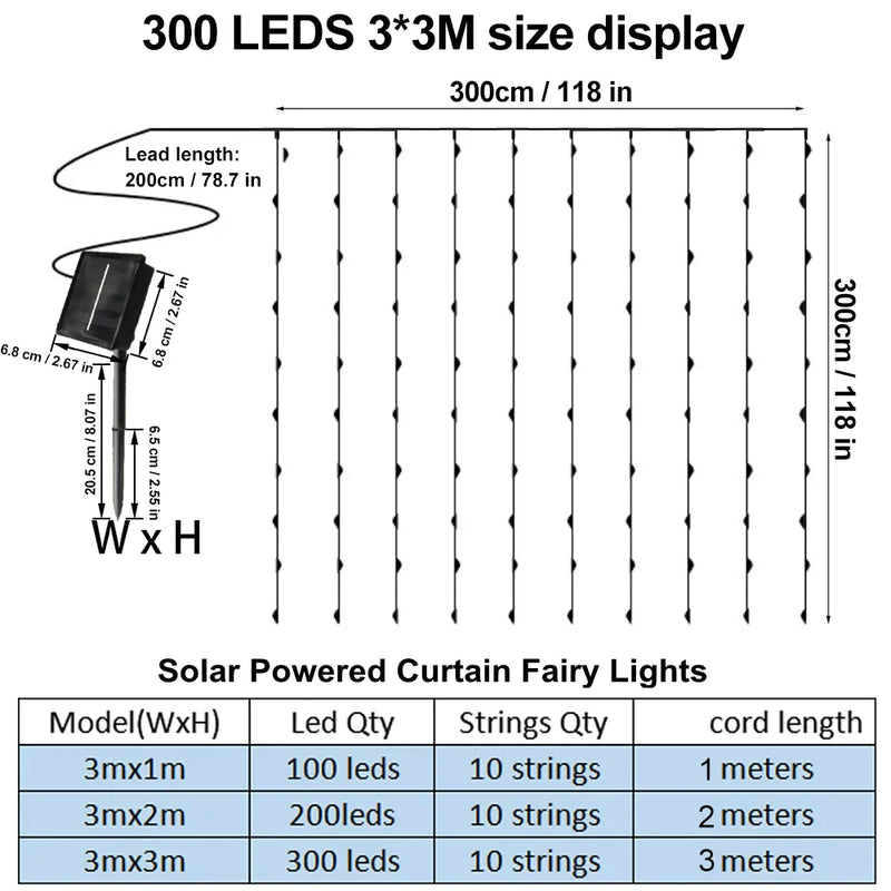 Afralia™ Solar Curtain Lights: Waterproof LED Outdoor Fairy String Lights for Yard Christmas Decor