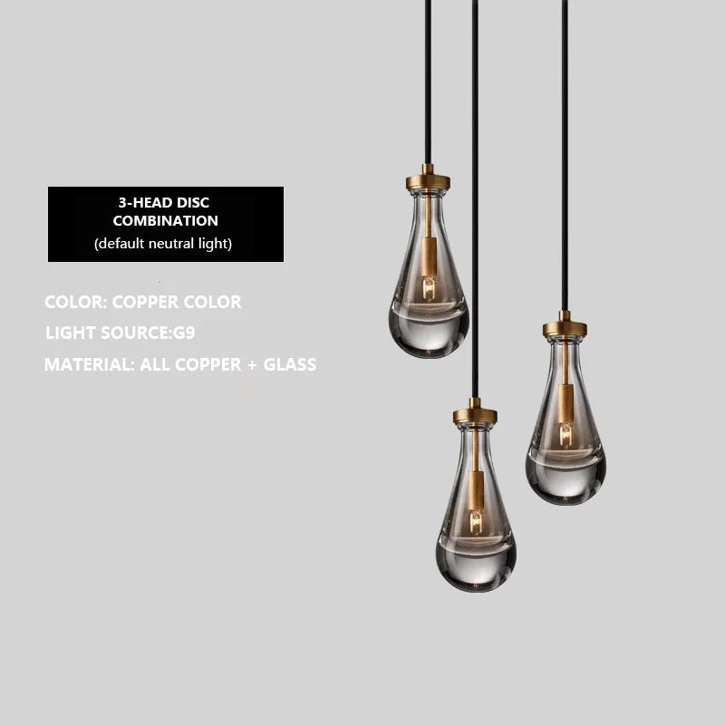 Afralia™ Brass Raindrop Pendant Chandelier for Living Room, Dining Room, Stairs