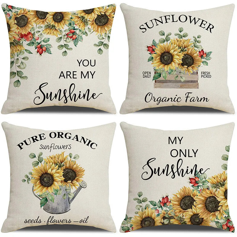 Afralia™ Sunflower Print Waist Pillowcase: Washable Sofa Decor Cover