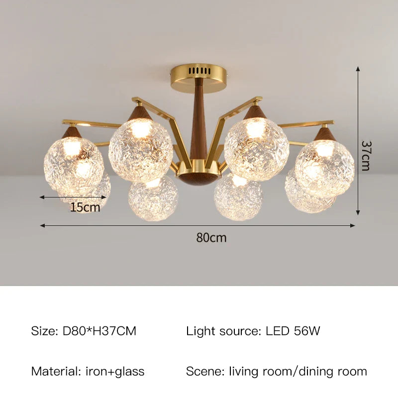 Afralia™ LED Glass Ball Chandelier for Home Decor Lighting