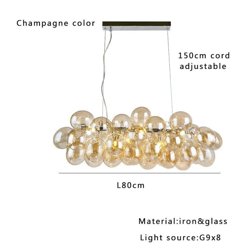 Afralia™ Smoky Gray Grape Glass Chandelier - Modern Dining Room Decor