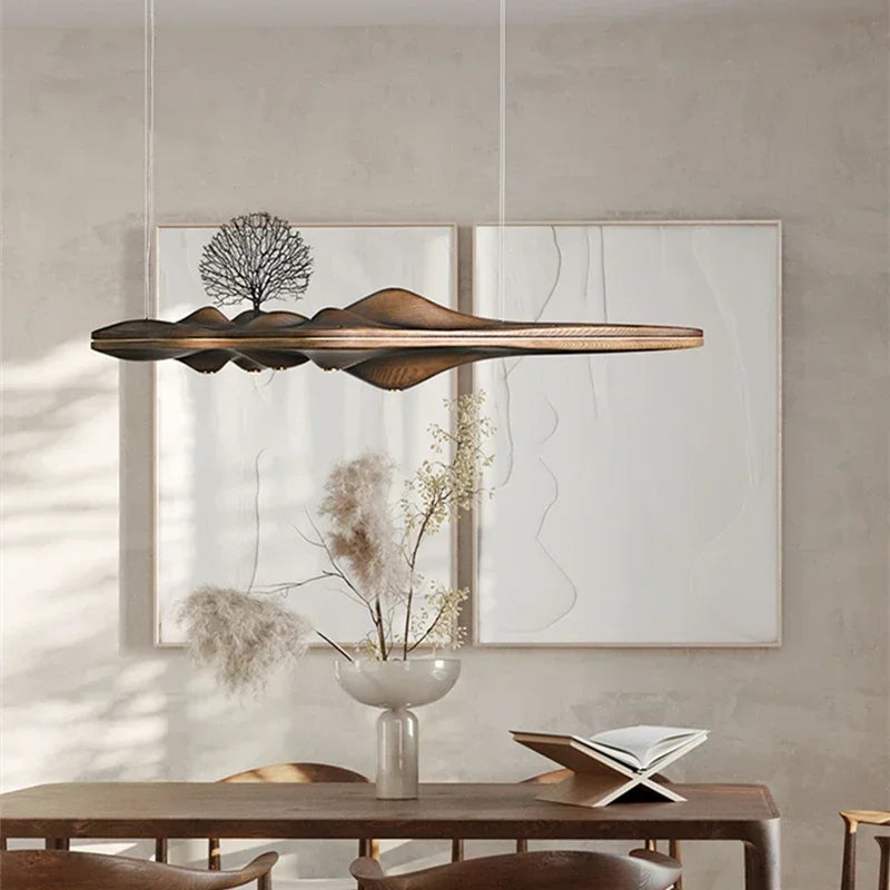 Nordic Modern Wood Resin Pendant Lamp by Afralia™ - Bedroom Dining Room Kitchen Lighting