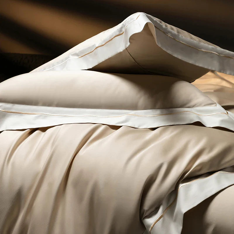 Afralia™ Luxury Embroidered Solid Cotton Comforter Cover Set with Sheets & Pillowcases