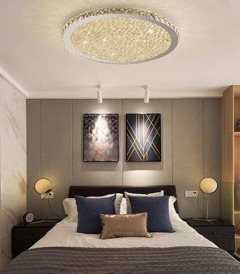 Afralia™ Crystal Ceiling Light for Home Living Room Bedroom, LED Bulbs Included