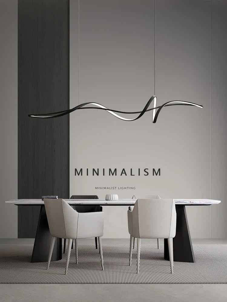 Afralia™ Modern Curved LED Pendant Lights - Minimalist Dining Room Chandelier